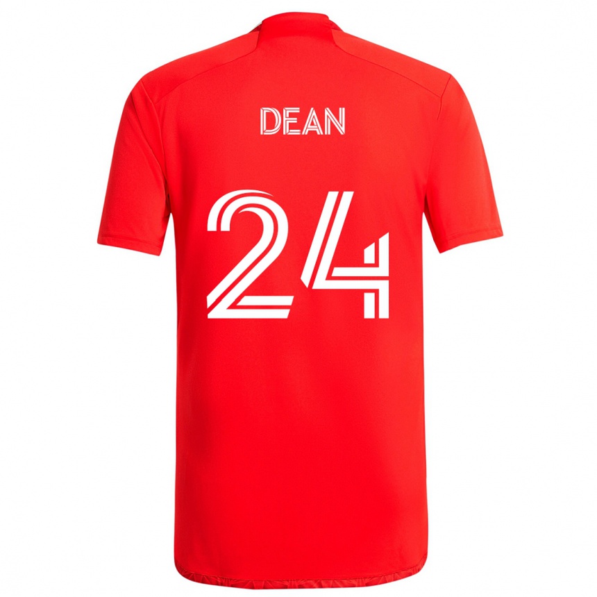 Kids Football Jonathan Dean #24 Red White Home Jersey 2024/25 T-Shirt