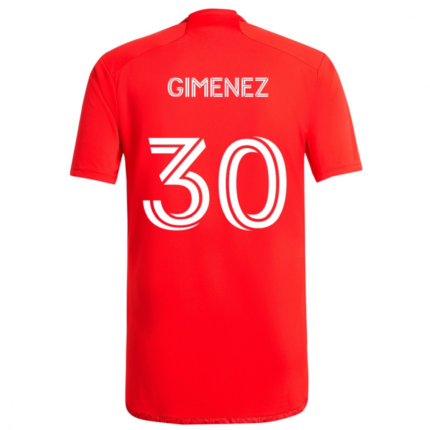 Kids Football Gastón Giménez #30 Red White Home Jersey 2024/25 T-Shirt