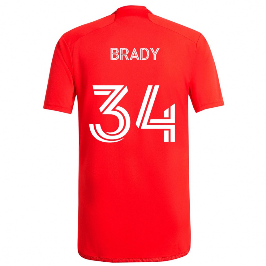 Kids Football Chris Brady #34 Red White Home Jersey 2024/25 T-Shirt