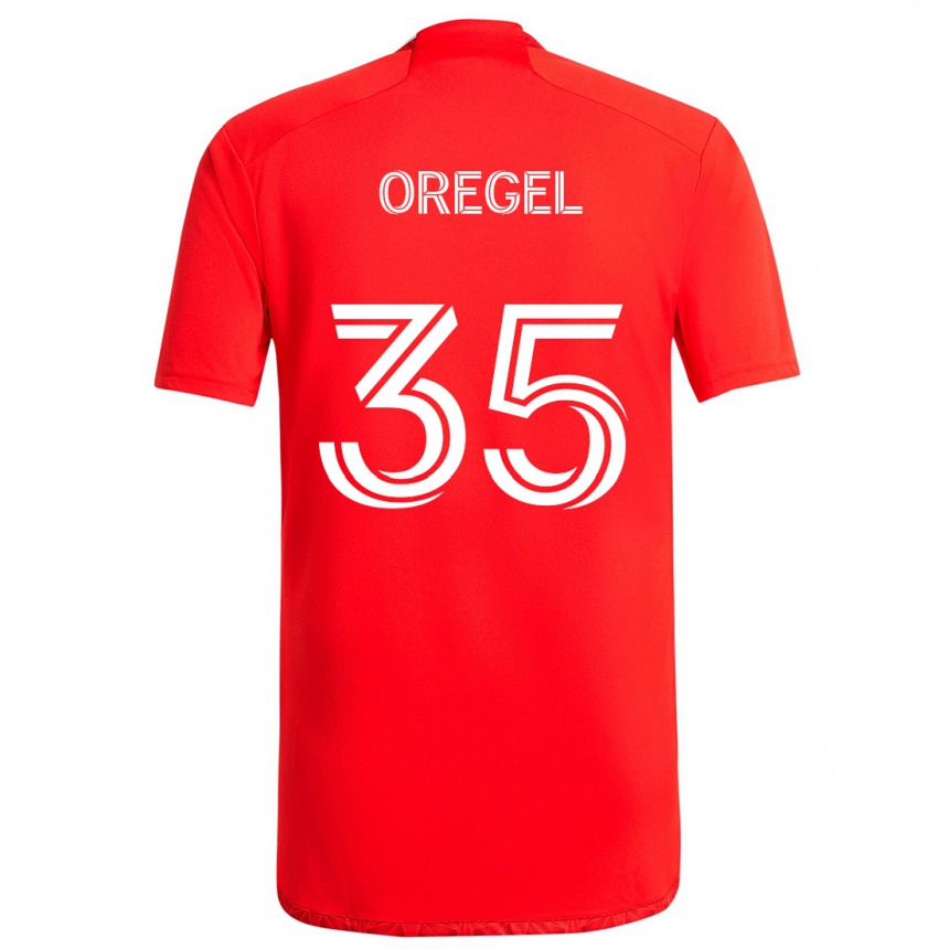 Kids Football Sergio Oregel #35 Red White Home Jersey 2024/25 T-Shirt