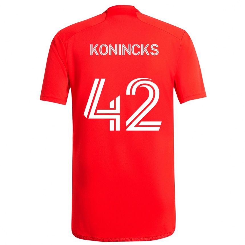 Kids Football Diego Konincks #42 Red White Home Jersey 2024/25 T-Shirt