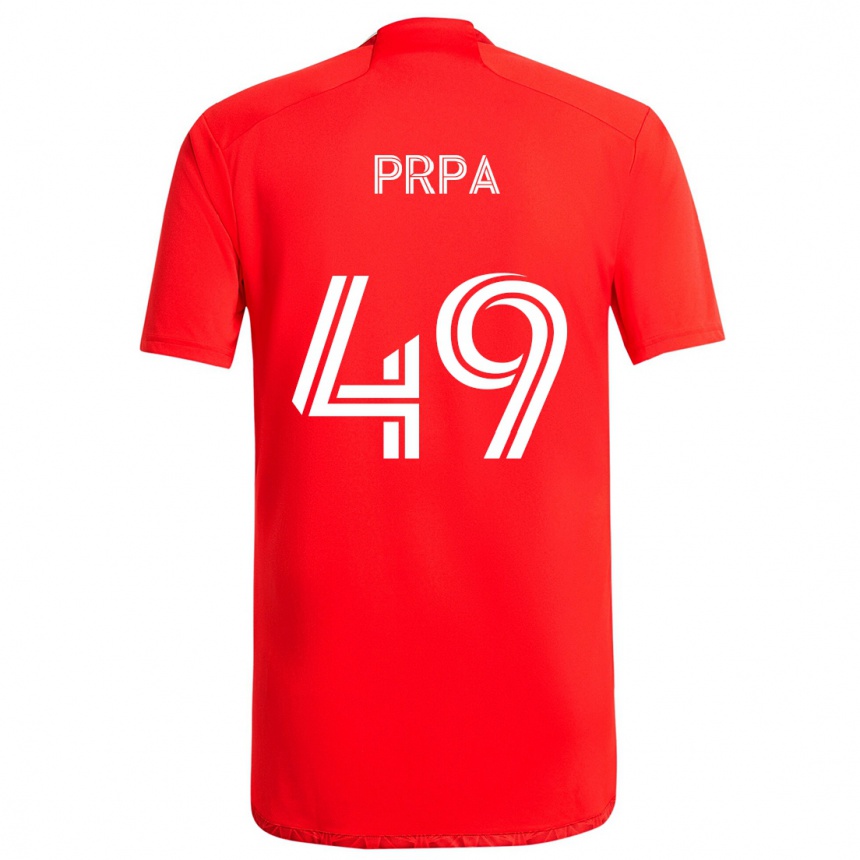 Kids Football Luka Prpa #49 Red White Home Jersey 2024/25 T-Shirt