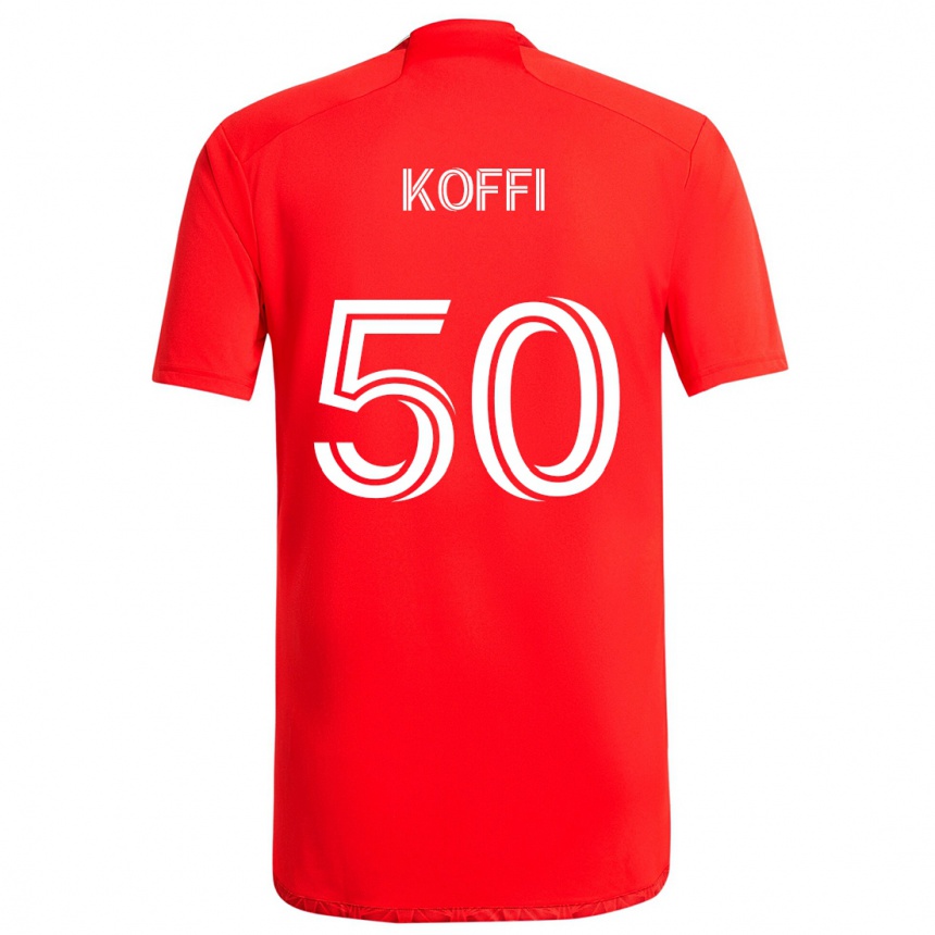 Kids Football Christian Koffi #50 Red White Home Jersey 2024/25 T-Shirt