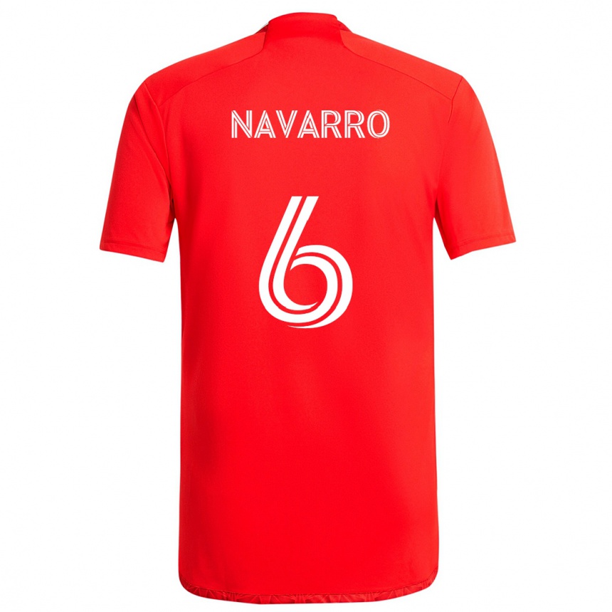 Kids Football Miguel Navarro #6 Red White Home Jersey 2024/25 T-Shirt