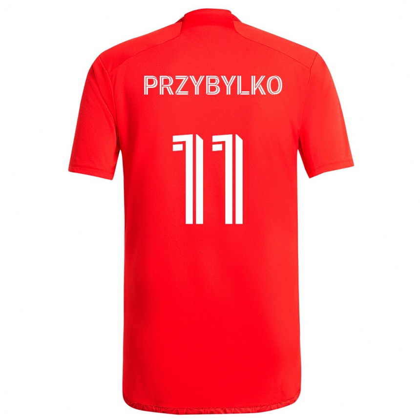 Kids Football Kacper Przybylko #11 Red White Home Jersey 2024/25 T-Shirt