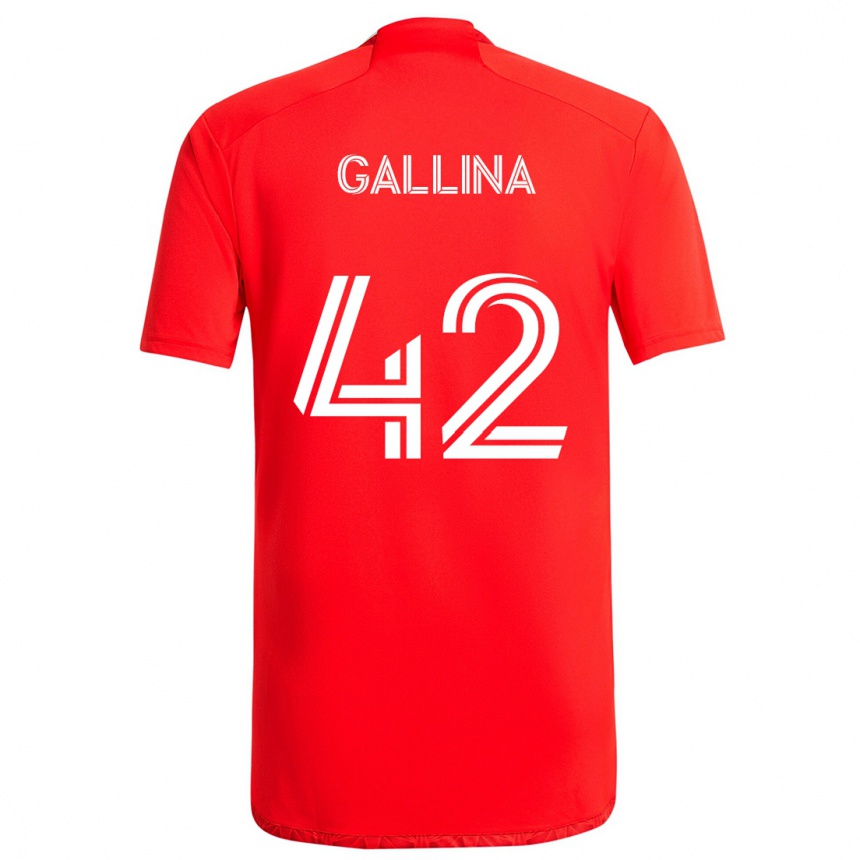 Kids Football Henrique Gallina #42 Red White Home Jersey 2024/25 T-Shirt