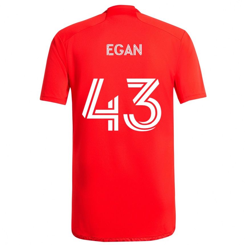 Kids Football Noah Egan #43 Red White Home Jersey 2024/25 T-Shirt