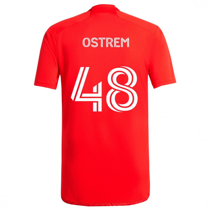 Kids Football Charlie Ostrem #48 Red White Home Jersey 2024/25 T-Shirt