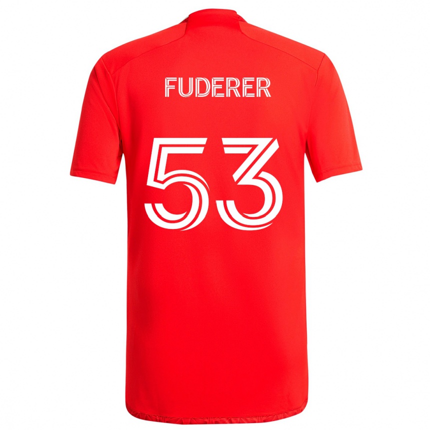 Kids Football Jake Fuderer #53 Red White Home Jersey 2024/25 T-Shirt