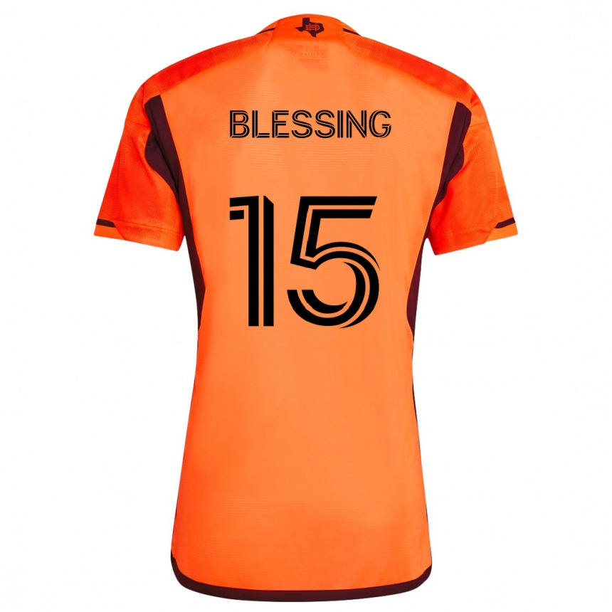 Kids Football Latif Blessing #15 Orange Black Home Jersey 2024/25 T-Shirt