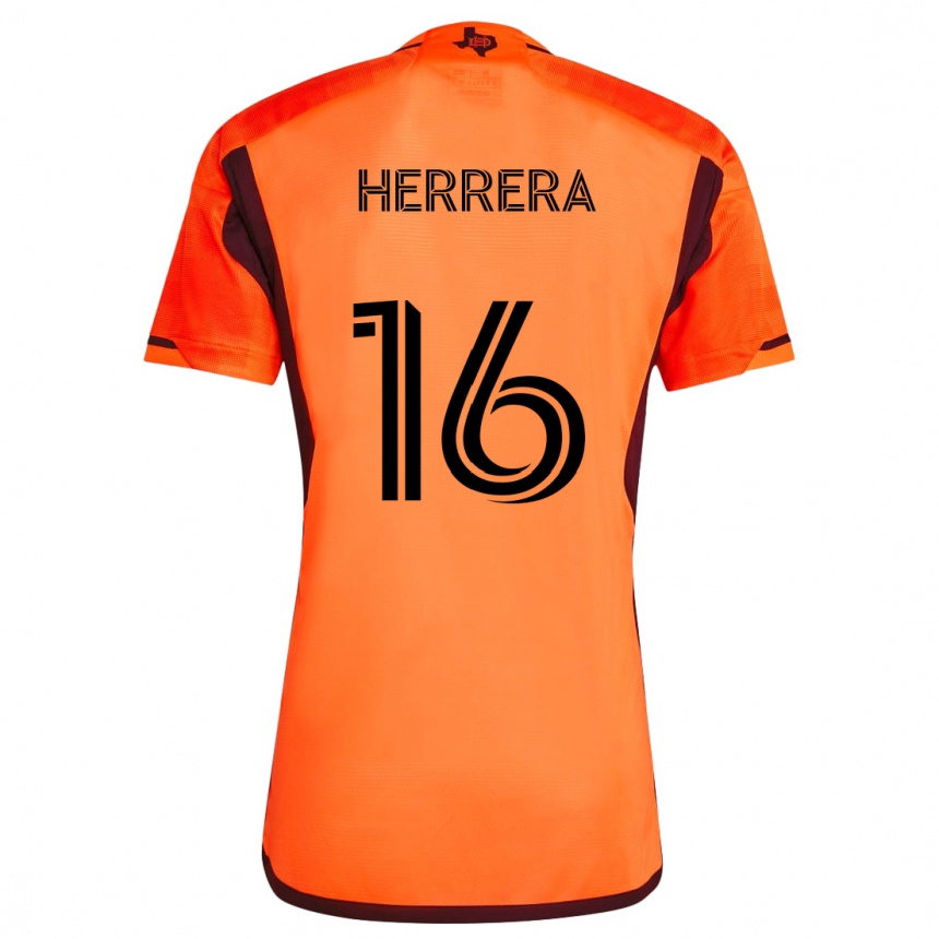 Kids Football Héctor Herrera #16 Orange Black Home Jersey 2024/25 T-Shirt