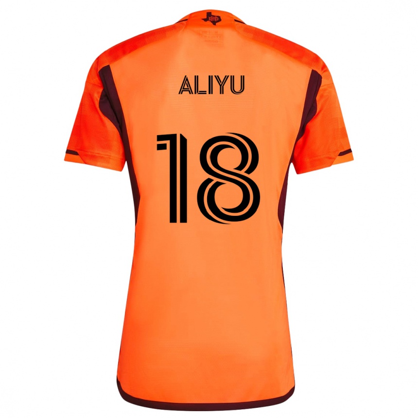 Kids Football Ibrahim Aliyu #18 Orange Black Home Jersey 2024/25 T-Shirt