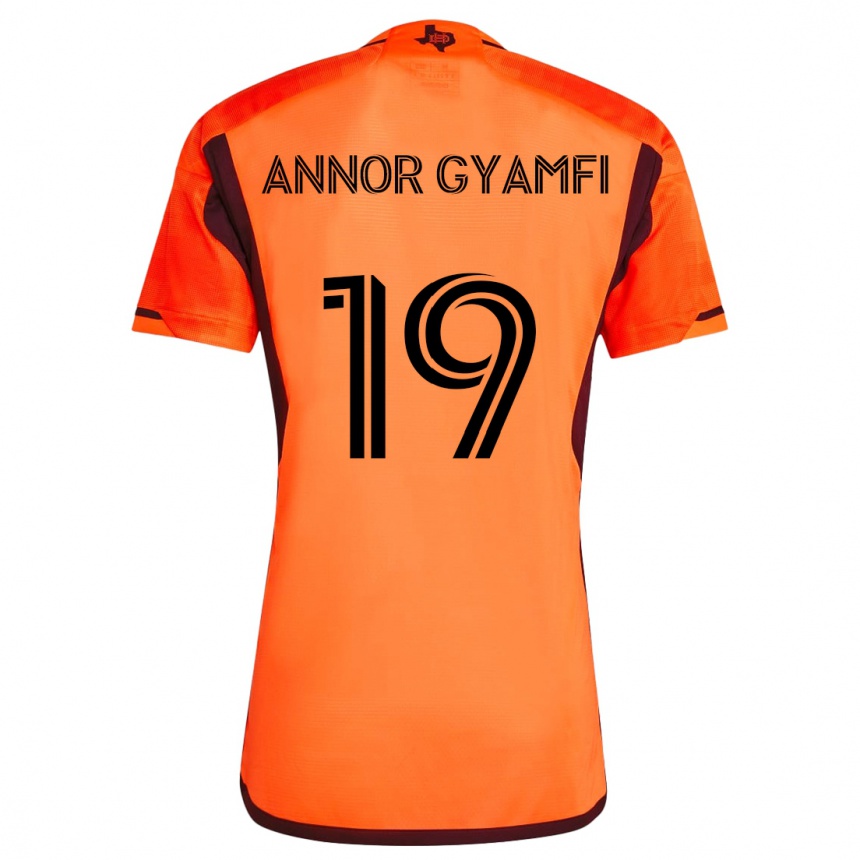 Kids Football Stephen Annor Gyamfi #19 Orange Black Home Jersey 2024/25 T-Shirt