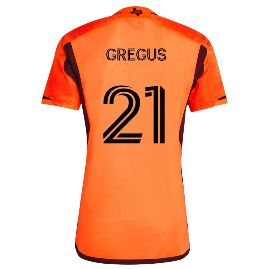 Kids Football Ján Gregus #21 Orange Black Home Jersey 2024/25 T-Shirt