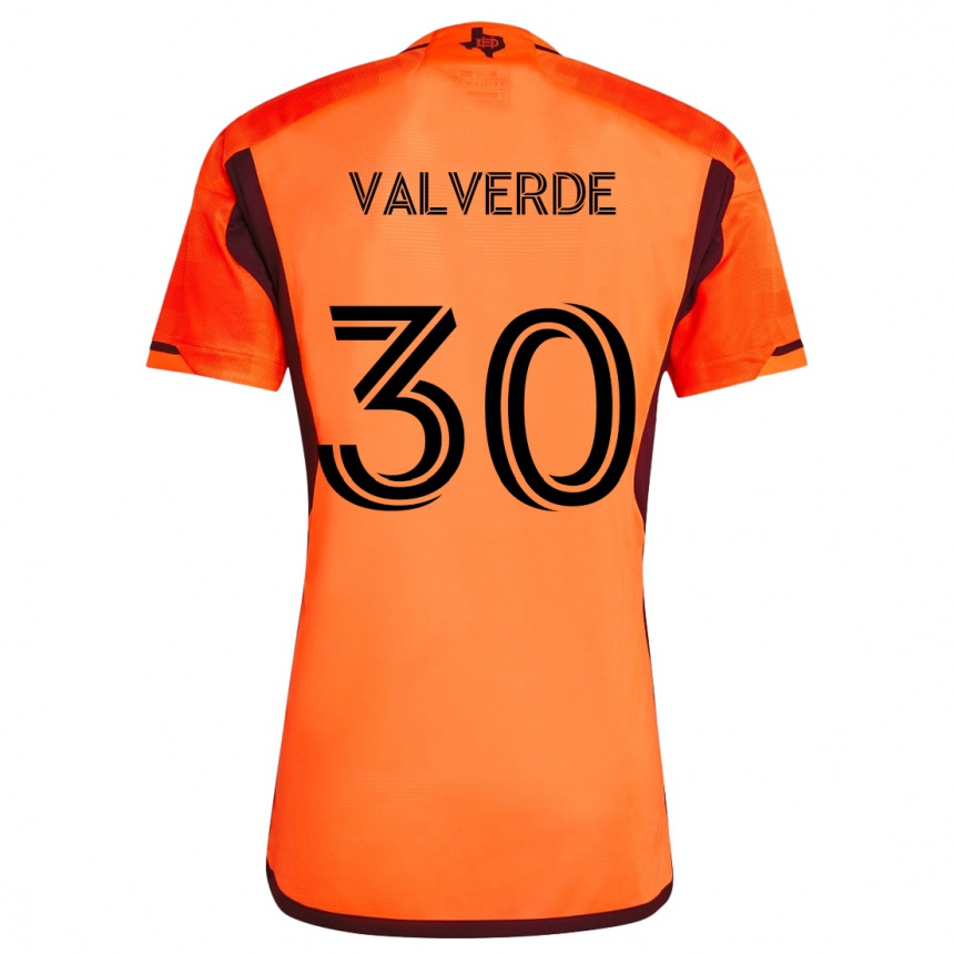 Kids Football Jefferson Valverde #30 Orange Black Home Jersey 2024/25 T-Shirt