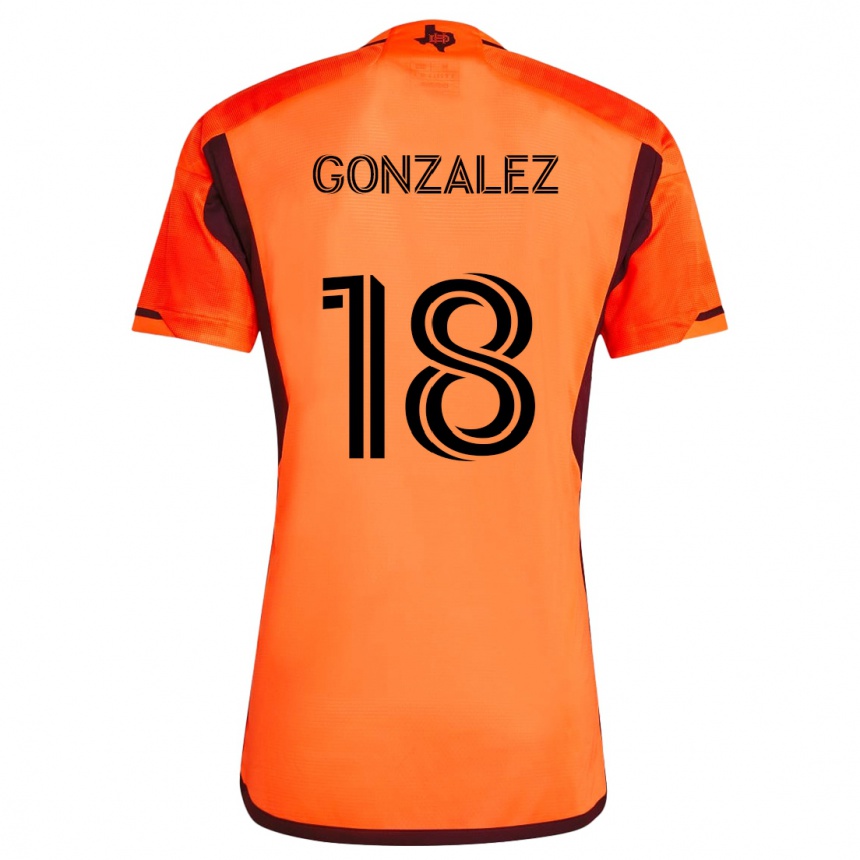 Kids Football Diego Gonzalez #18 Orange Black Home Jersey 2024/25 T-Shirt