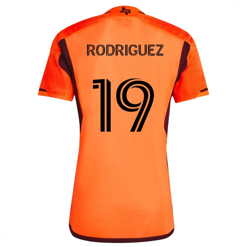 Kids Football Sebastian Rodriguez #19 Orange Black Home Jersey 2024/25 T-Shirt