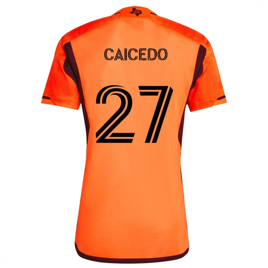 Kids Football Luis Caicedo #27 Orange Black Home Jersey 2024/25 T-Shirt