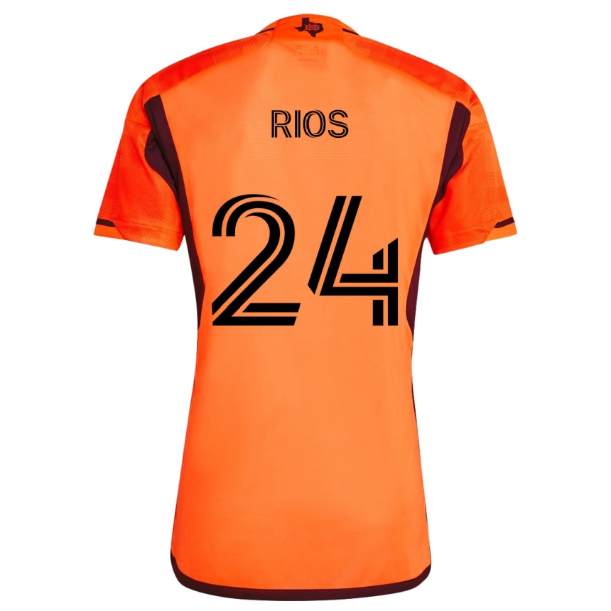 Kids Football Paolo Ríos #24 Orange Black Home Jersey 2024/25 T-Shirt