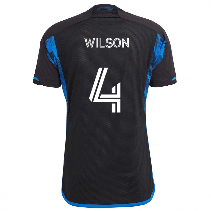 Kids Football Bruno Wilson #4 Blue Black Home Jersey 2024/25 T-Shirt