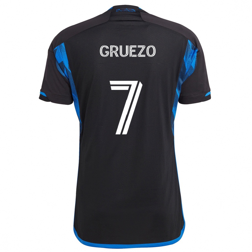 Kids Football Carlos Gruezo #7 Blue Black Home Jersey 2024/25 T-Shirt