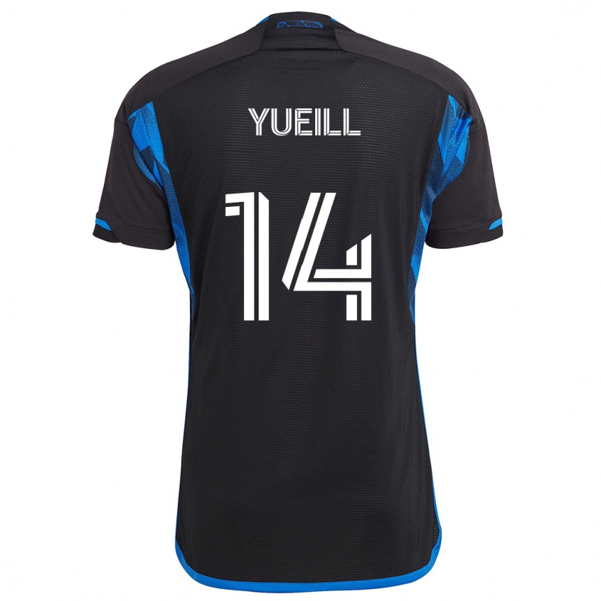 Kids Football Jackson Yueill #14 Blue Black Home Jersey 2024/25 T-Shirt