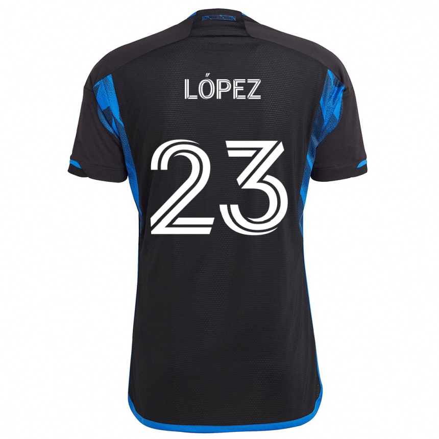 Kids Football Hernán López #23 Blue Black Home Jersey 2024/25 T-Shirt