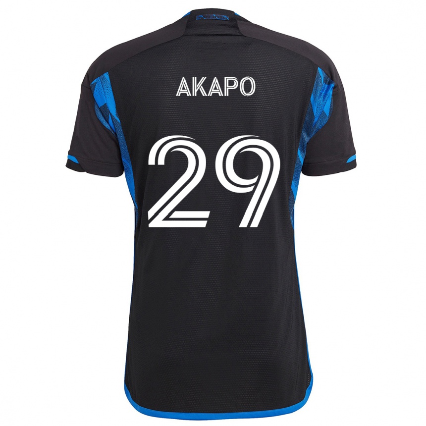 Kids Football Carlos Akapo #29 Blue Black Home Jersey 2024/25 T-Shirt