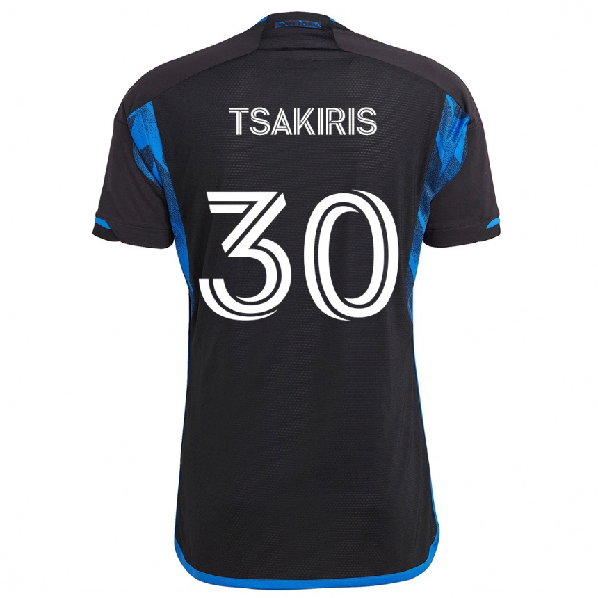 Kids Football Niko Tsakiris #30 Blue Black Home Jersey 2024/25 T-Shirt