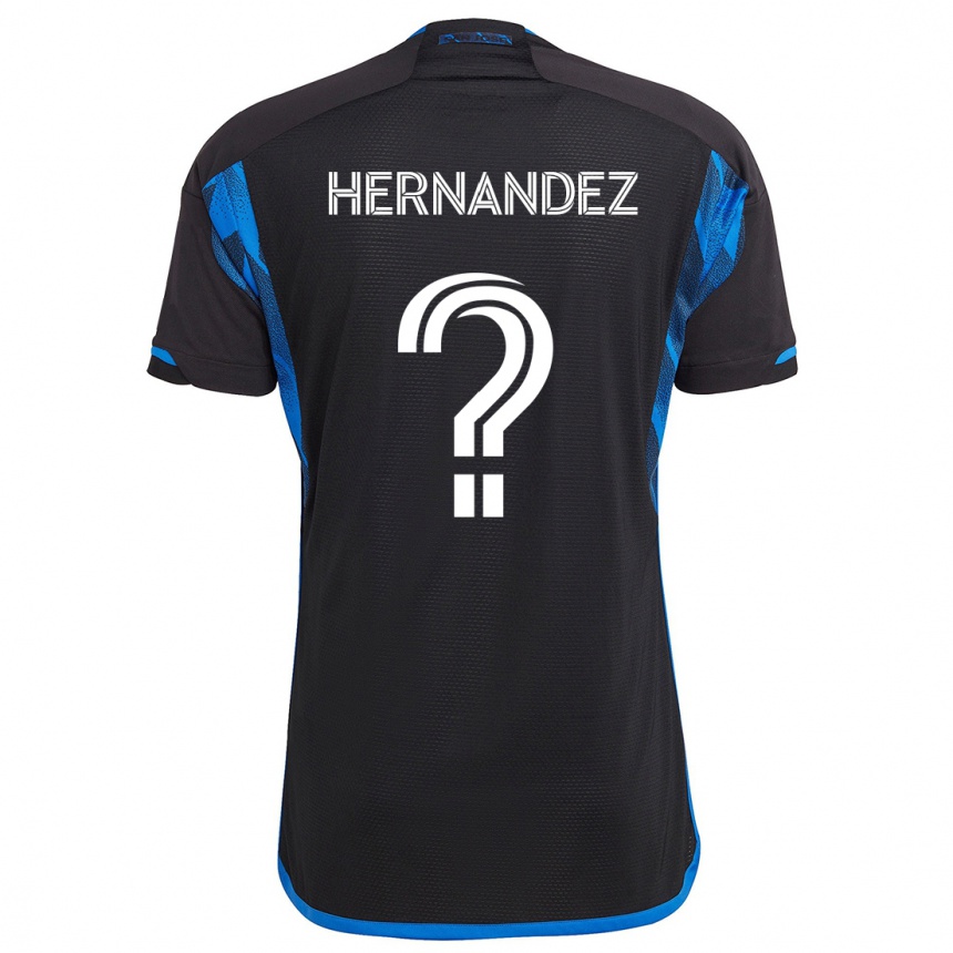 Kids Football Oliver Hernandez #0 Blue Black Home Jersey 2024/25 T-Shirt