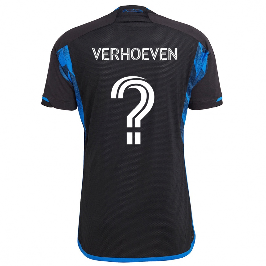 Kids Football Oscar Verhoeven #0 Blue Black Home Jersey 2024/25 T-Shirt