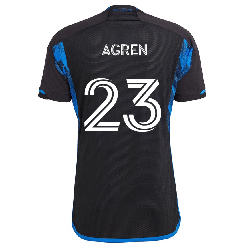 Kids Football Oskar Agren #23 Blue Black Home Jersey 2024/25 T-Shirt