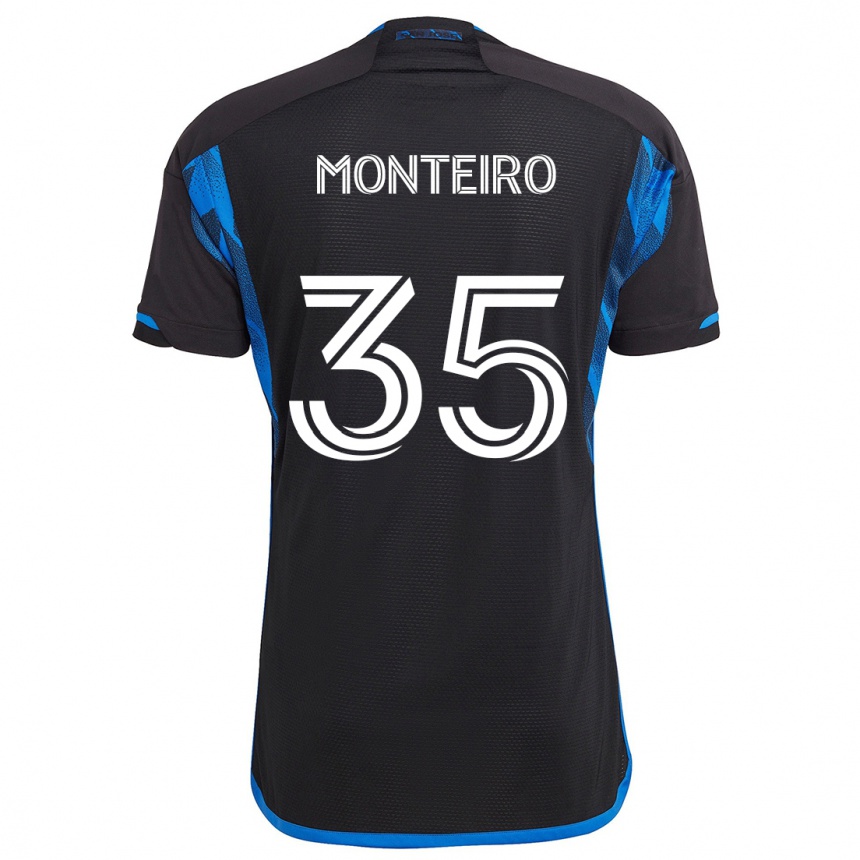 Kids Football Jamiro Monteiro #35 Blue Black Home Jersey 2024/25 T-Shirt