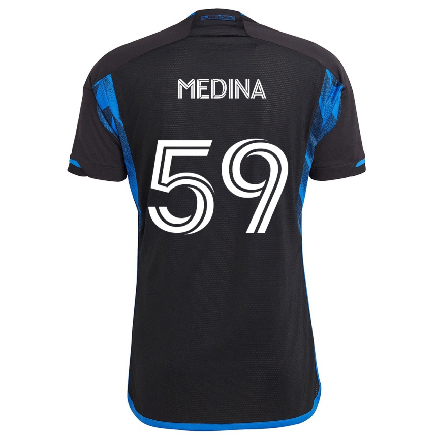 Kids Football Cruz Medina #59 Blue Black Home Jersey 2024/25 T-Shirt