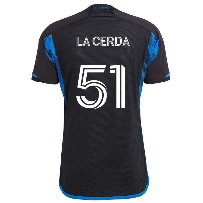 Kids Football Eric De La Cerda #51 Blue Black Home Jersey 2024/25 T-Shirt