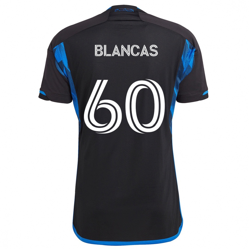 Kids Football Eduardo Blancas #60 Blue Black Home Jersey 2024/25 T-Shirt