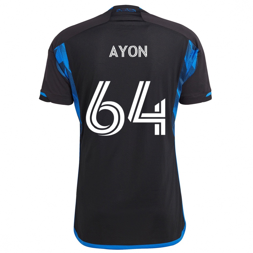 Kids Football Jerry Ayon #64 Blue Black Home Jersey 2024/25 T-Shirt