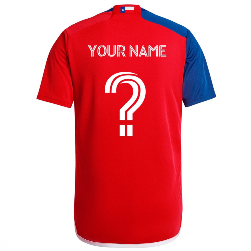 Kids Football Your Name #0 Blue Red Home Jersey 2024/25 T-Shirt