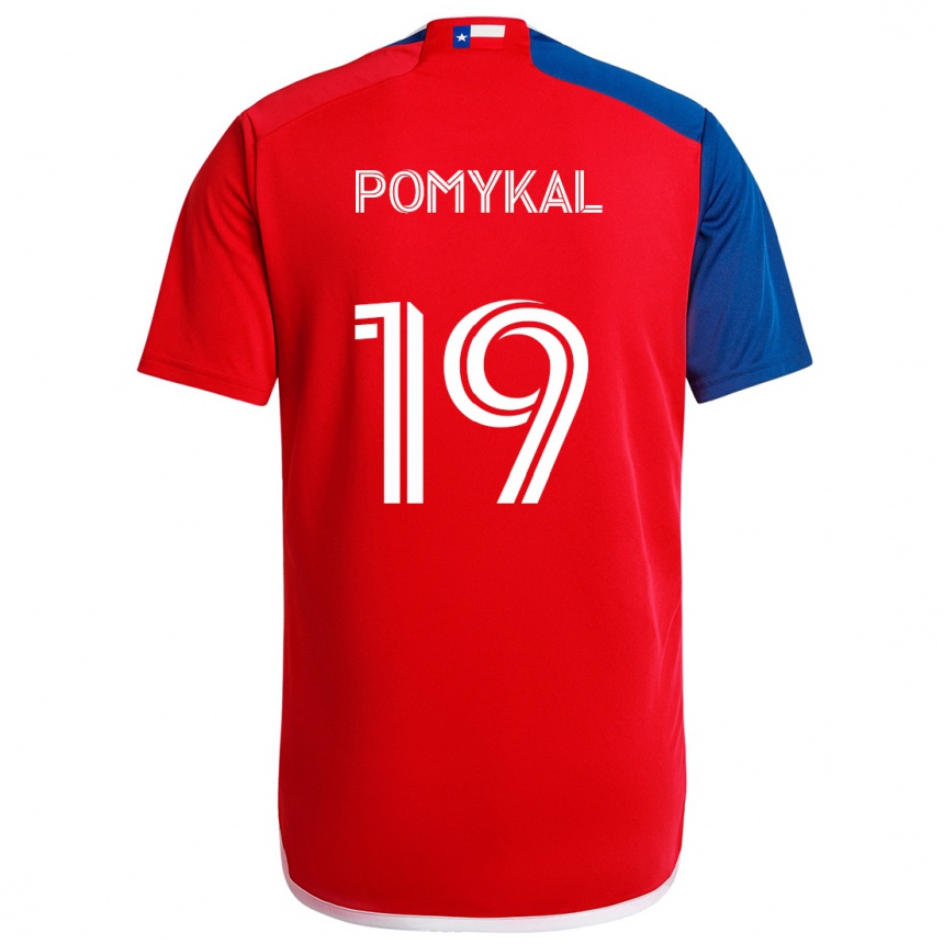 Kids Football Paxton Pomykal #19 Blue Red Home Jersey 2024/25 T-Shirt