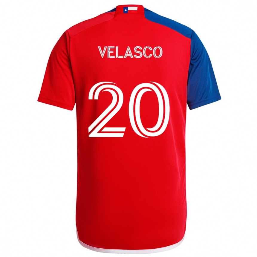 Kids Football Alan Velasco #20 Blue Red Home Jersey 2024/25 T-Shirt