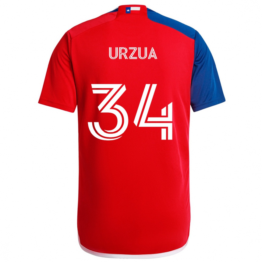 Kids Football Alejandro Urzua #34 Blue Red Home Jersey 2024/25 T-Shirt