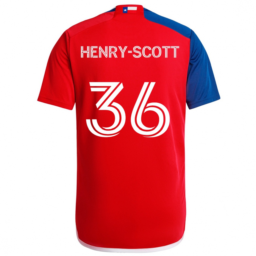 Kids Football Malik Henry-Scott #36 Blue Red Home Jersey 2024/25 T-Shirt