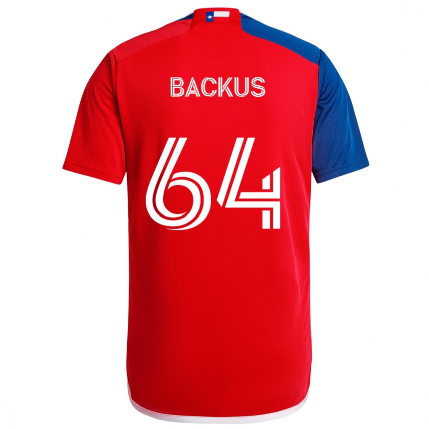 Kids Football Braeden Backus #64 Blue Red Home Jersey 2024/25 T-Shirt