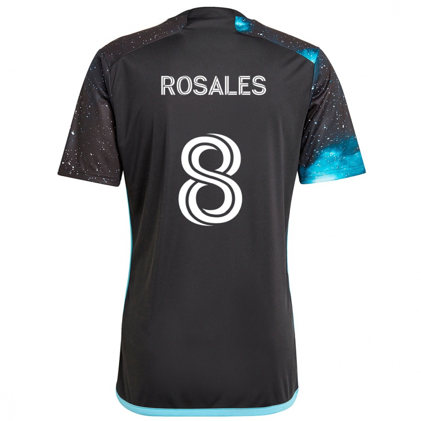 Kids Football Joseph Rosales #8 Black Blue Home Jersey 2024/25 T-Shirt