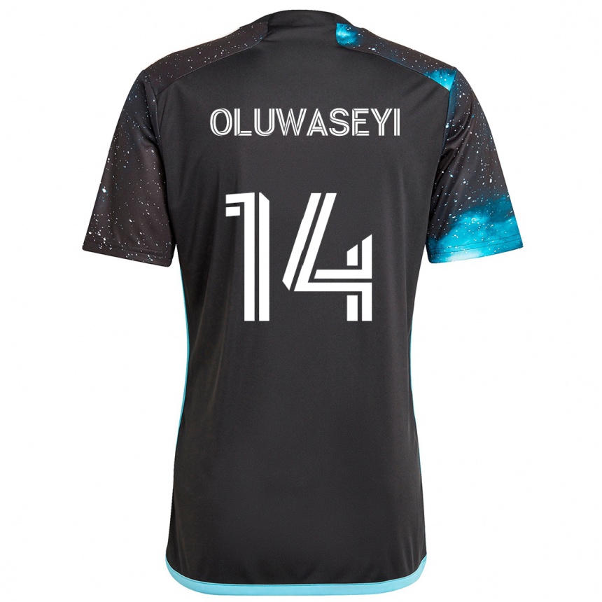 Kids Football Tani Oluwaseyi #14 Black Blue Home Jersey 2024/25 T-Shirt