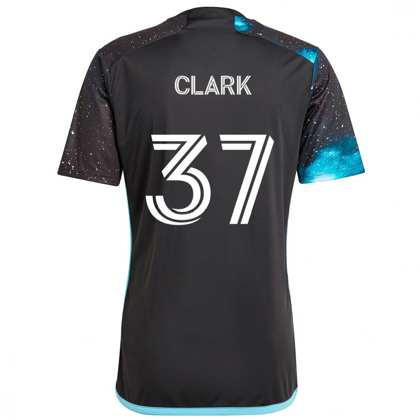 Kids Football Caden Clark #37 Black Blue Home Jersey 2024/25 T-Shirt