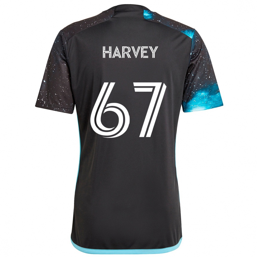 Kids Football Carlos Harvey #67 Black Blue Home Jersey 2024/25 T-Shirt