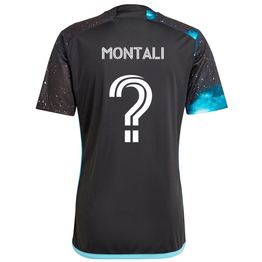 Kids Football Francesco Montali #0 Black Blue Home Jersey 2024/25 T-Shirt