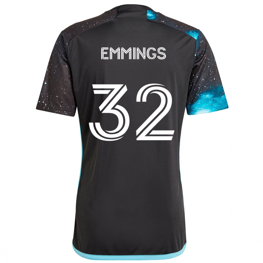 Kids Football Fred Emmings #32 Black Blue Home Jersey 2024/25 T-Shirt