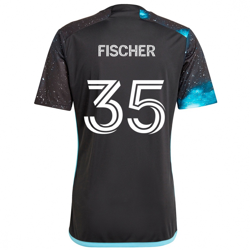 Kids Football Britton Fischer #35 Black Blue Home Jersey 2024/25 T-Shirt